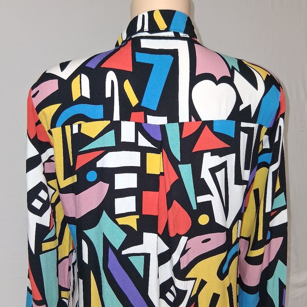 Big Dart Vtg Colorful Abstract Women's Button Down Shirt Size Eur 44dc/h42 Uk18 - Picture 8 of 17